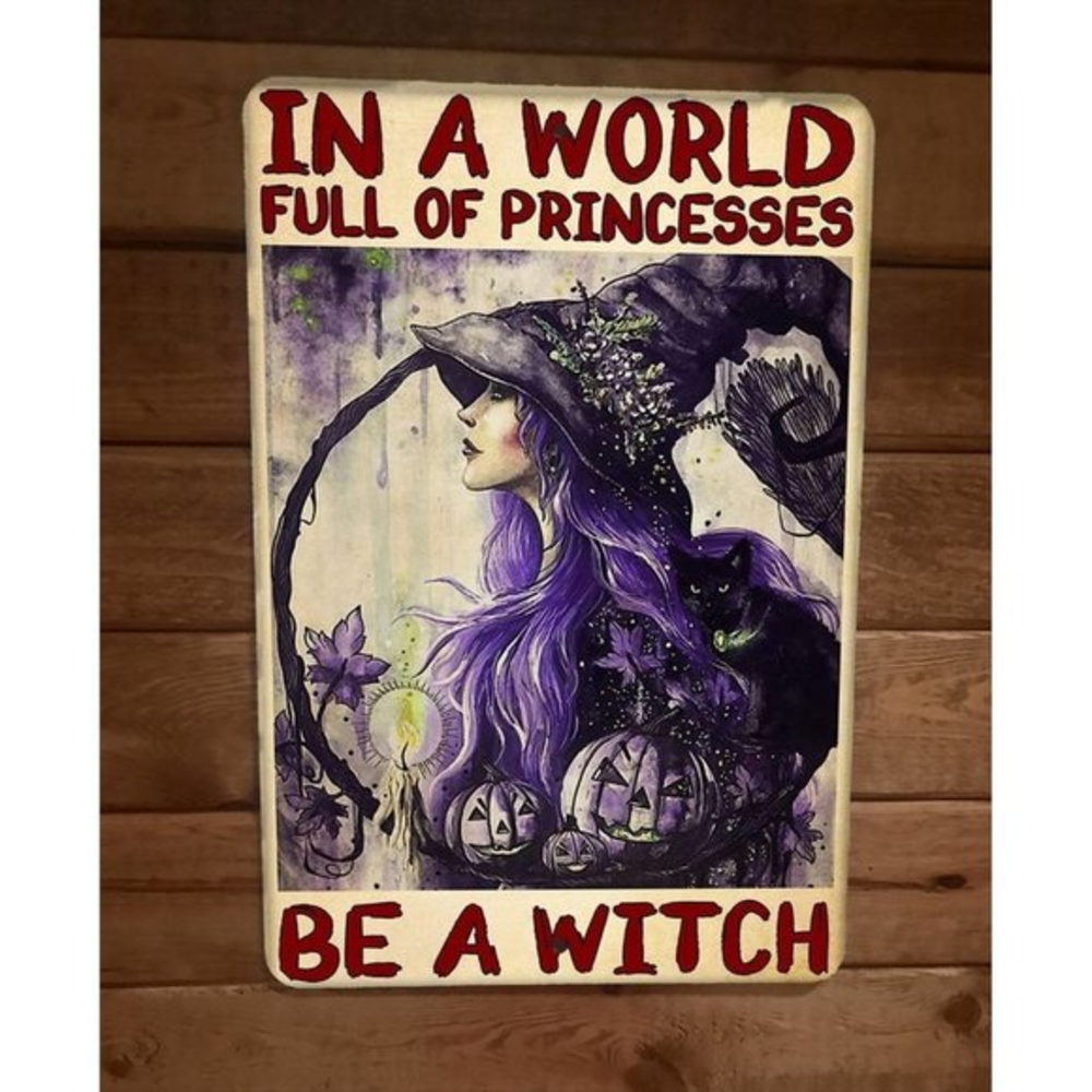 In a World Full of Princesses Be a Witch 8x12 Metal Wall Sign Poster